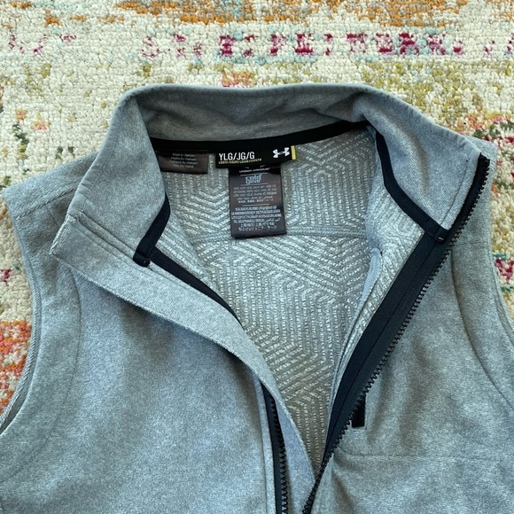 Youth Kids Under Armour Gray Cold Gear Zip Up Fleece Vest Jacket - Picture 3 of 4